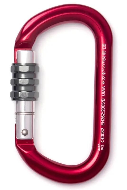 Mosqueton Oval Aluminio Tucana Cierre Rosca 22 Kn - Color: Rojo