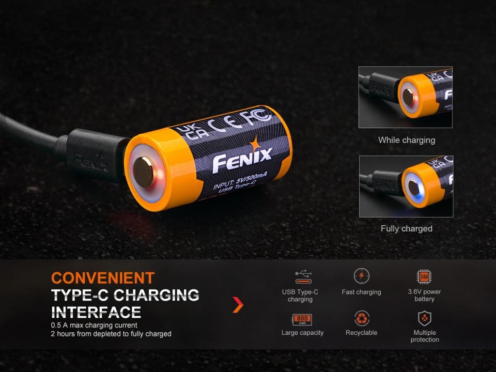 Batería Recargable USB-C Incorporada ARB-L16-800UP - Color: Negro-Naranja