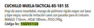Cuchillo Tactical 85-181SS -
