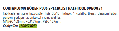 Cortapluma Plus Specialist Half Tool 09BO831_ -