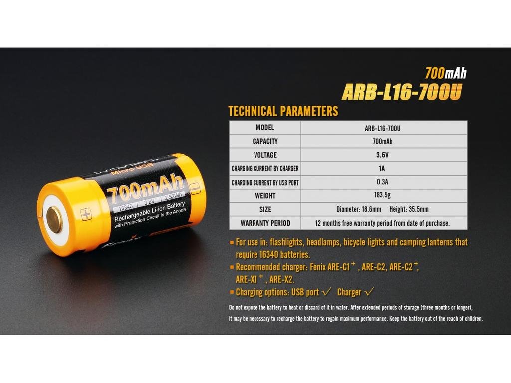 Bateria Recargable 700mAh ARB-L16-700U