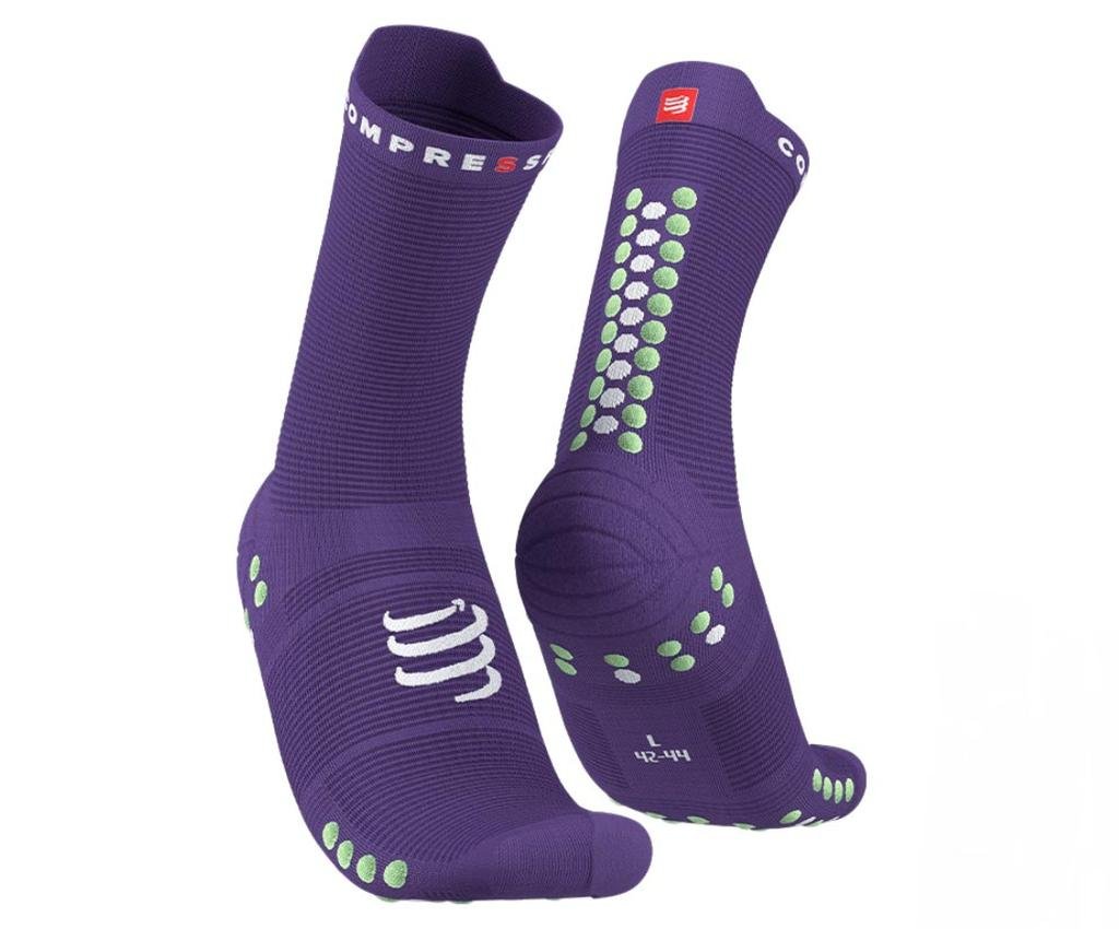 Calcetines De Running Pro Racing Socks Run High V4.0 - Color: Purple/Paradise Green