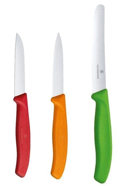 Juego Cuchillos Verdura 3 Unidades - Color: Verde-Rojo-Amarillo