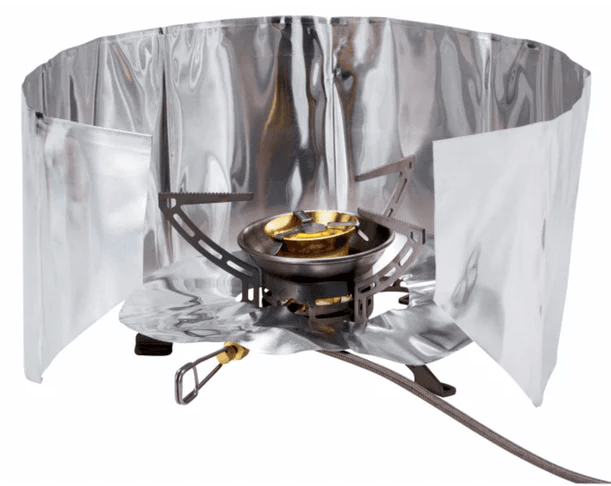 Cubre Cocinilla Windscreen and Heat Reflector Set - Color: Plateado