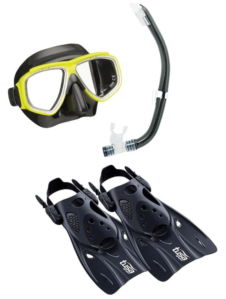 Platina Mask, Snorkel & Fin Set  - Color: Negro-Amarillo