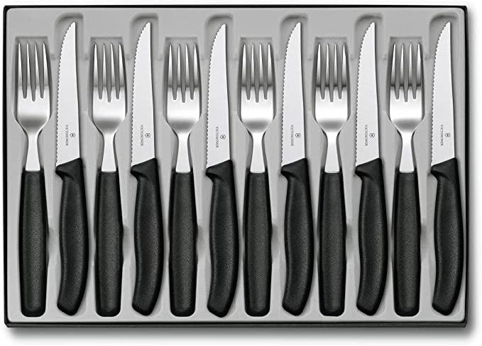 Juego De Cuchillos Para Carne 12 Piezas 33 cm - Color: Negro