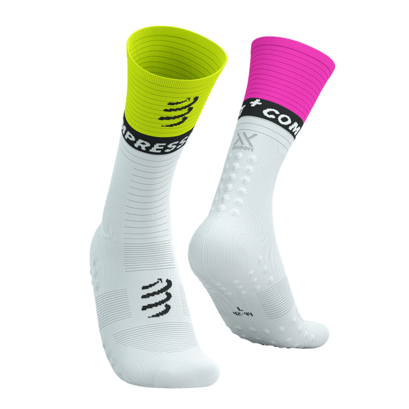 Mid Compression Socks V2.0 - Color: White/Safety Yellow/Neon Pink