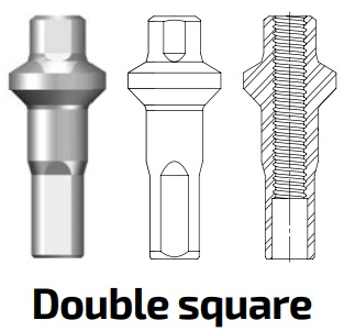 Niple Double Square Polyax Bronce 14g/16mm  - Color: Plata