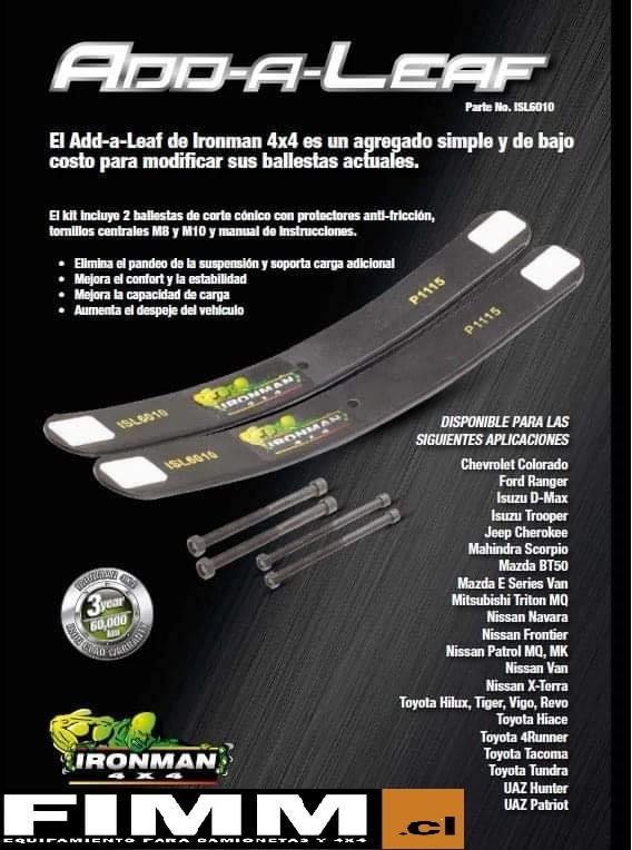Kit De Suspensión Versión Foamcell Para Chevrolet D-Max 2014+ (Con Add A Leaf 2") -